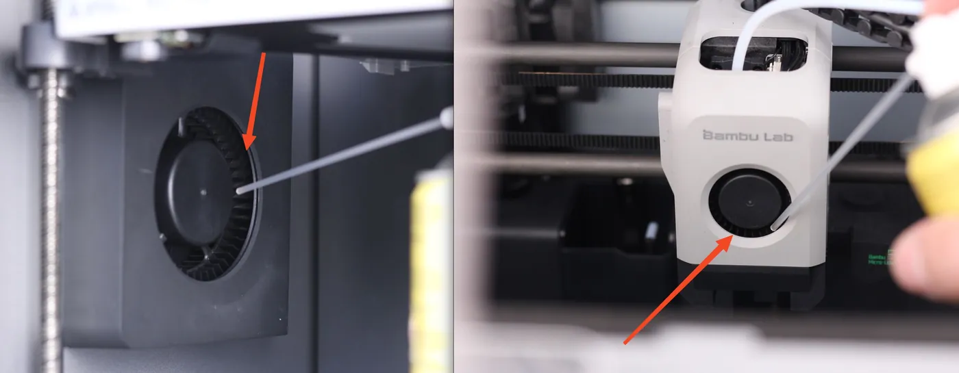 Ventoinhas de resfriamento do cabeçote e da câmara de impressora 3D indicadas para limpeza
