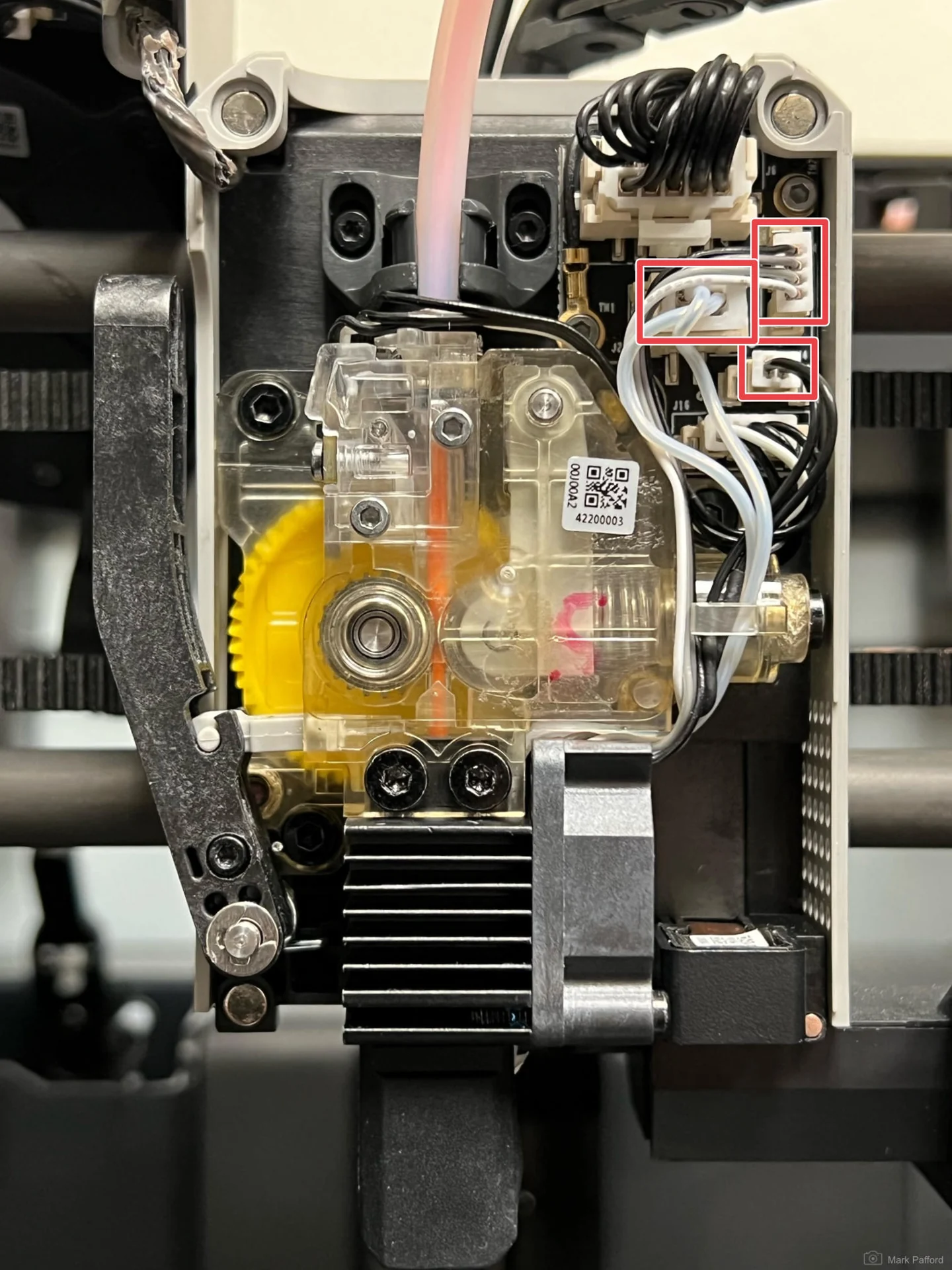 Conectores internos do cabeçote de uma Bambu Lab X1